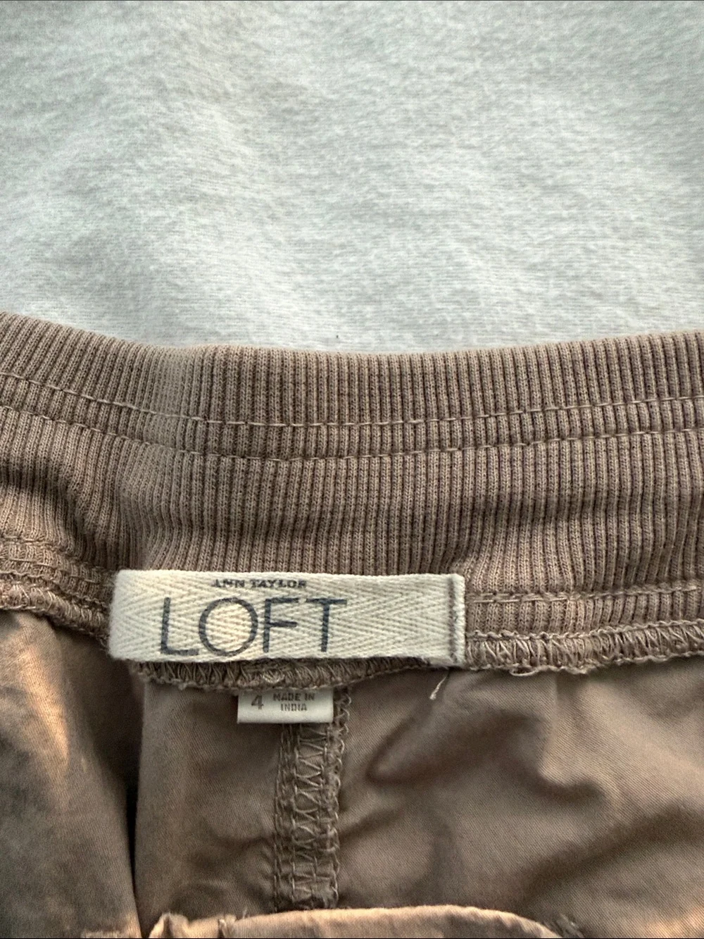 LOFT Neutral Taupe Pull-On Utility Pants. Low Rise - Picture 4 of 4